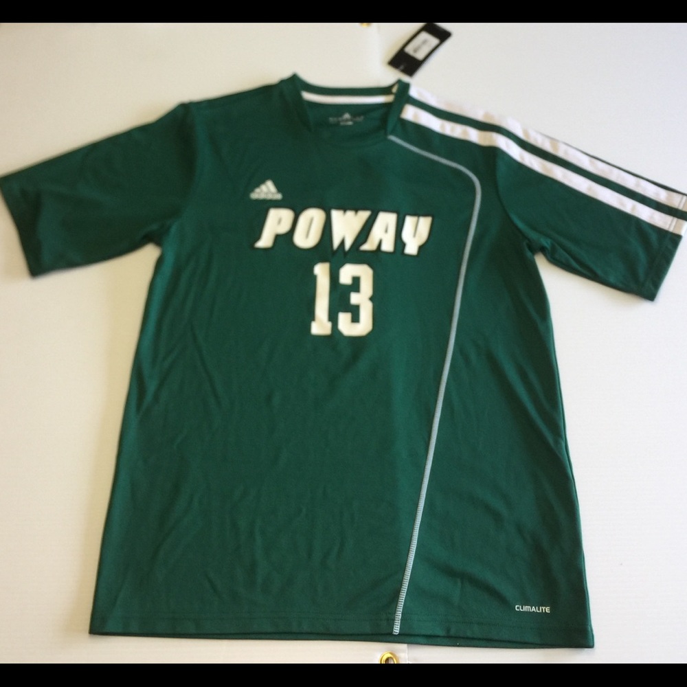 NWT Adidas L Climalite Poway 13 Green White Jersey